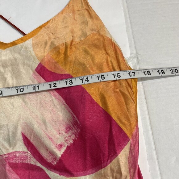 Shore Slip Dress Womens M Satin Colorful Watercolor Print Strappy Artsy Resort - Picture 4 of 9